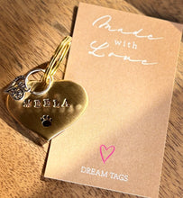 Load image into Gallery viewer, Heart Dream Tag w/ Charm - Bespoke Handcrafted Dog Tags
