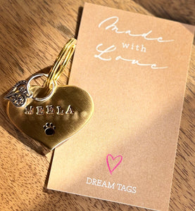 Heart Dream Tag w/ Charm - Bespoke Handcrafted Dog Tags